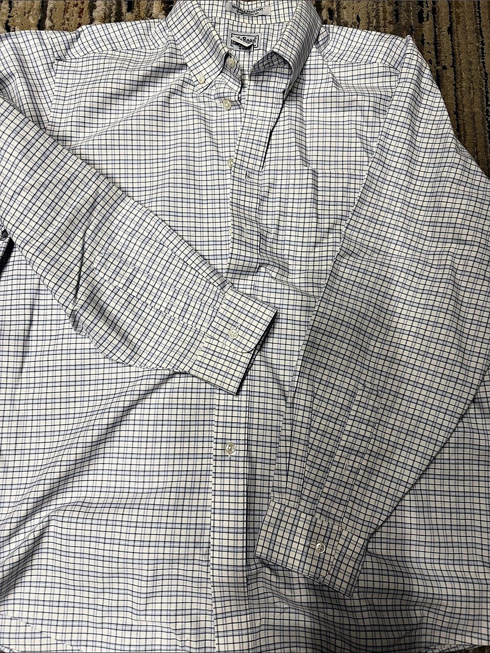 L.L.Bean Traditional Fit Wrinkle Resistant Plaid Shirt Plaid Shirt Men's White &